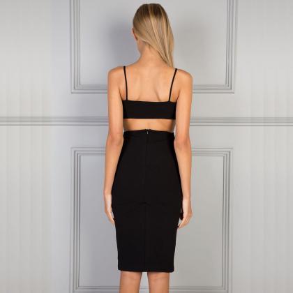 Black Waist-cut Cami Dress