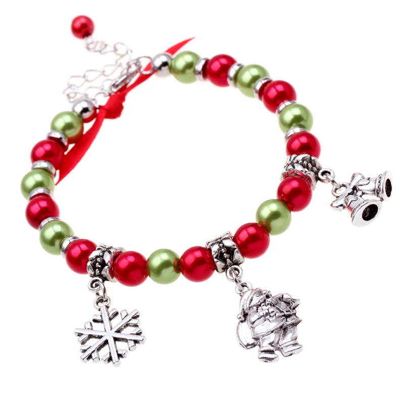 Christmas Beaded Bracelet Santa Claus Jewelry